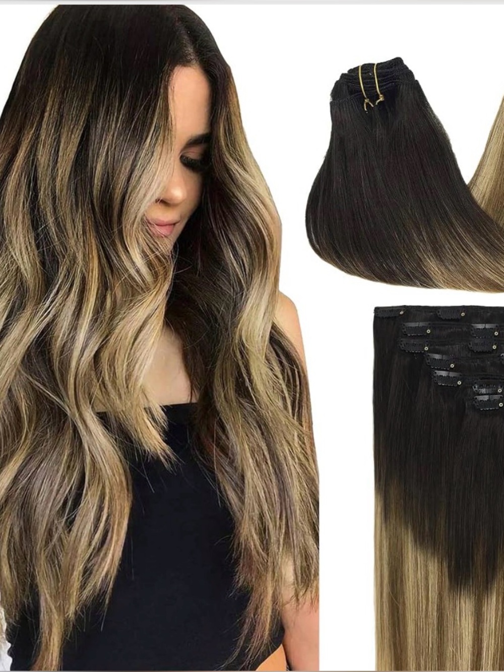 Balayage Ombre 20” Remy Human Hair Clip-In Extensions 150g – Worn Once